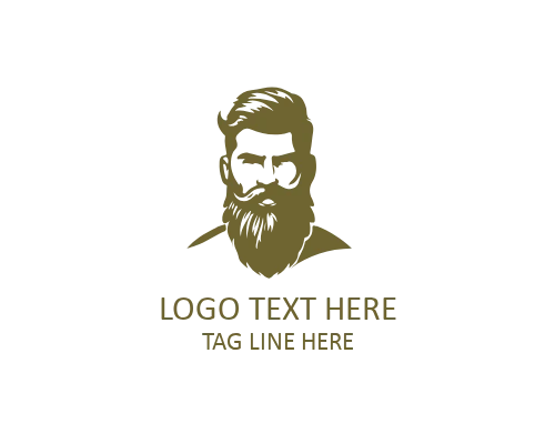 Classic Beard Guy Barbershop Logo