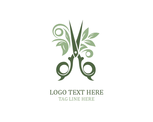 Clean Badge Scissor Floral Logo
