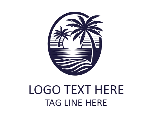 Coastal Beach Emblem Logo for Ocean Branding