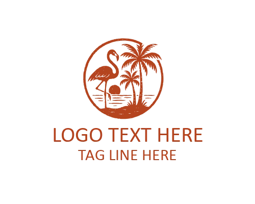 Coastal Poster Vintage Flamingo Logo