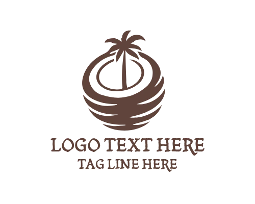 Coconut Tree Tropical Island Logo
