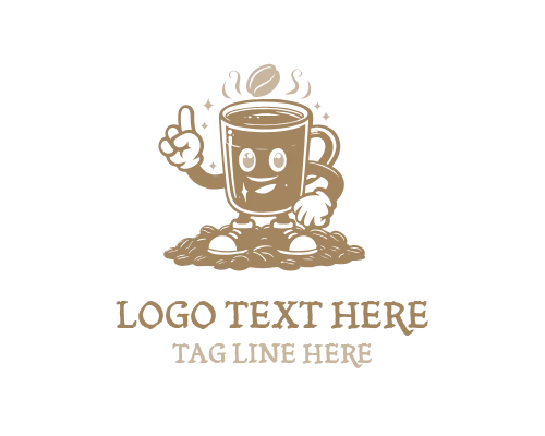 Coffee Cup Mascot Logo for Cafe Identity