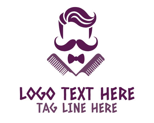 Comb and Mustache Barber Logo