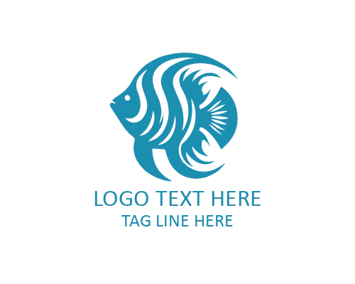Coral Reef Tropical Fish Flat Logo