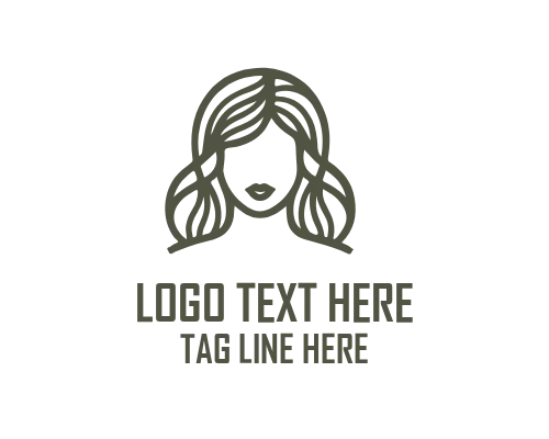 Cosmetic Woman Portrait Outline Logo
