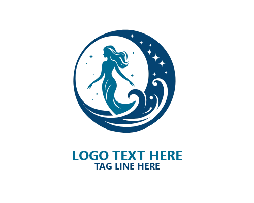 Cosmic Elegance Moon Woman Logo