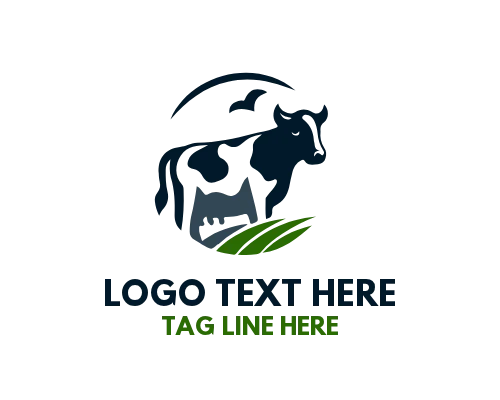 Cow Dairy Badge Logo for Milk and Farm Product Branding