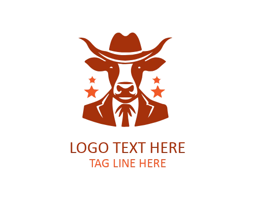 Cowboy Farmer Cattle Ranch Logo