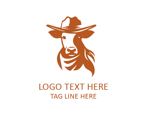 Cowboy Farmer Field Landscape Logo