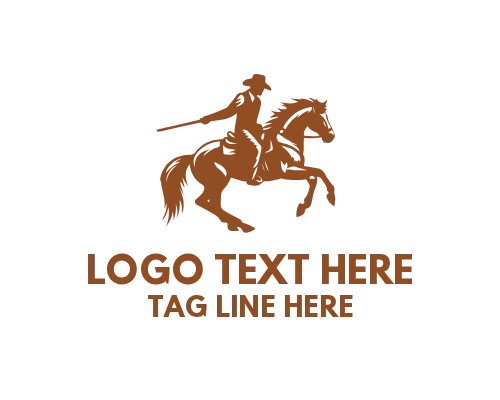 Cowboy Horse Frontier Badge Logo