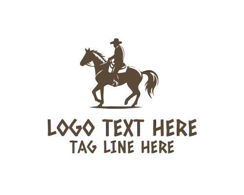 Cowboy Horse Rustic Shield Logo