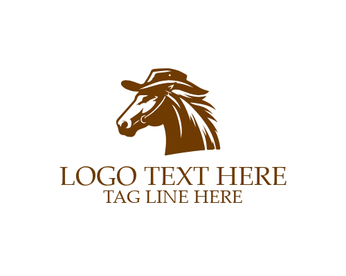 Cowboy Horse Western Badge Logo