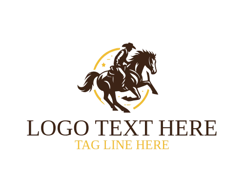 Cowboy Horse Western Bison Logo
