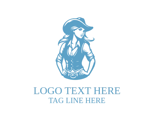 Cowgirl Farmer Plow Agriculture Logo