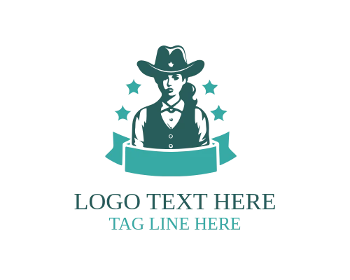 Cowgirl Farmer Star Badge Logo