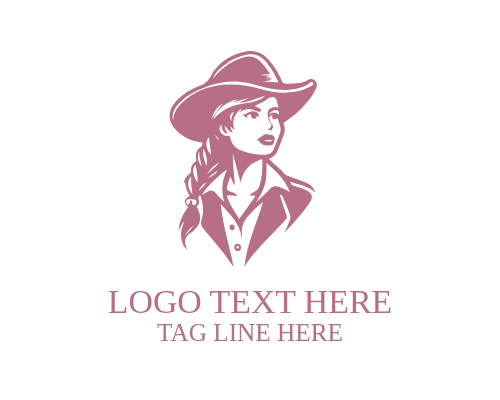 Cowgirl Farmer Tools Emblem Logo