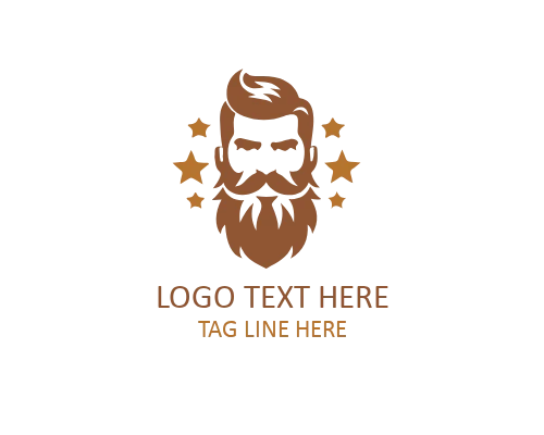 Creative Beard Guy Emblem Logo
