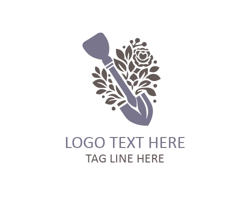 Creative Shovel Floral Emblem Logo