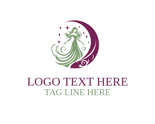 Crescent Moon Female Face Logo