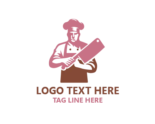 Crossed Knife Butcher Logo for Meat Shop and Food Branding