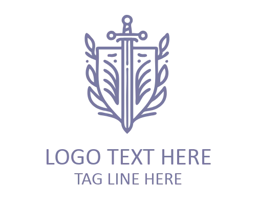 Crossed Sword & Shield Monoline Logo