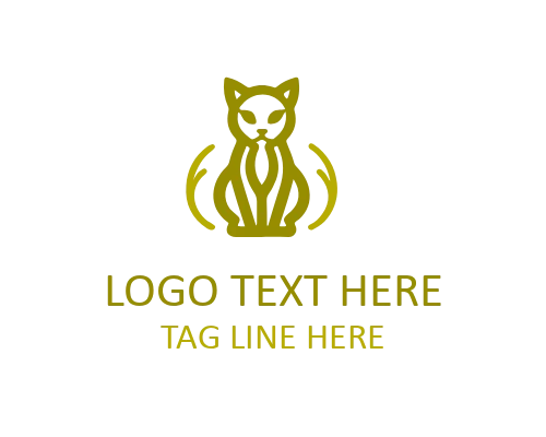 Curved Line Linear Cat Logo for Creative Pet Branding