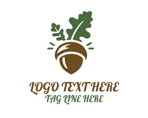 Cute Acorn Character Logo 
