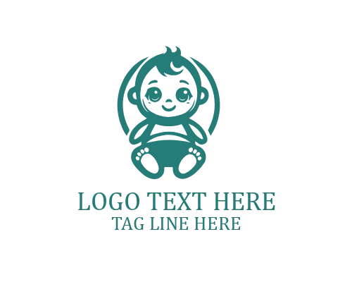 Cute Baby Doll Logo for Kids and Toy Branding