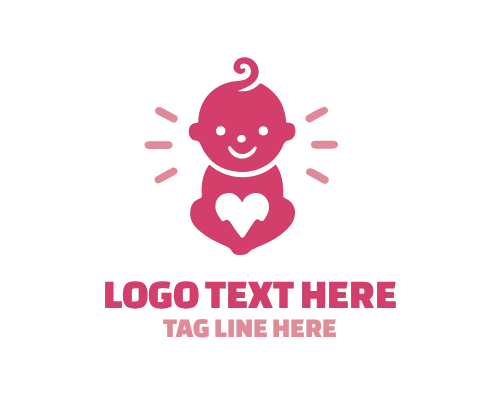 Cute Baby Heart Love Logo