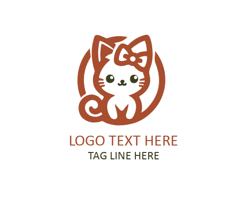 Cute Blushing Kitty Logo