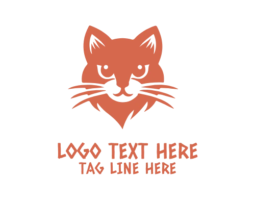 Cute Cat Head Outline Logo