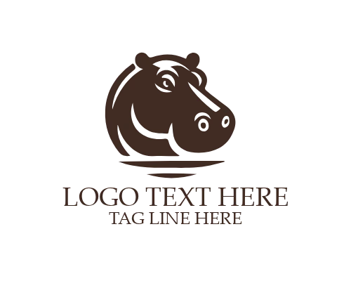  Cute Friendly Hippo Logo