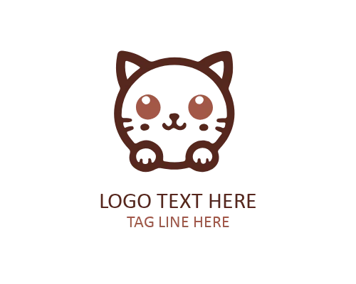 Cute Kitty Hugging Heart Logo