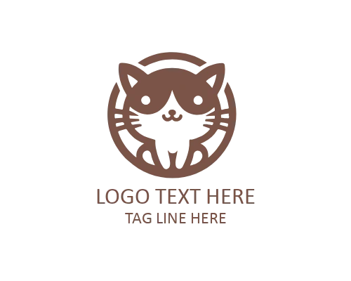 Cute Kitty Paw Heart Logo