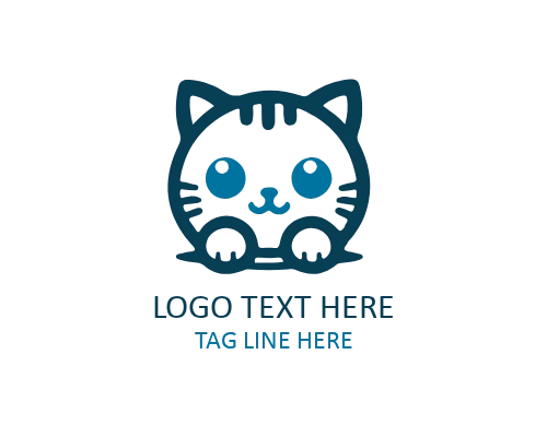 Cute Kitty with Yarn Logo