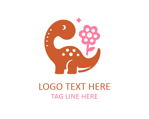 Cute Little Dino Cartoon Logo