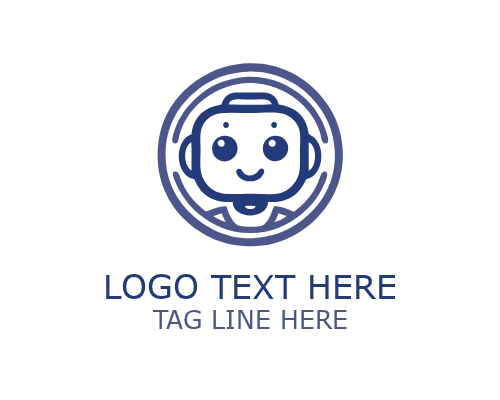 Cute Modern Robot Mascot Logo for Tech and AI Companies