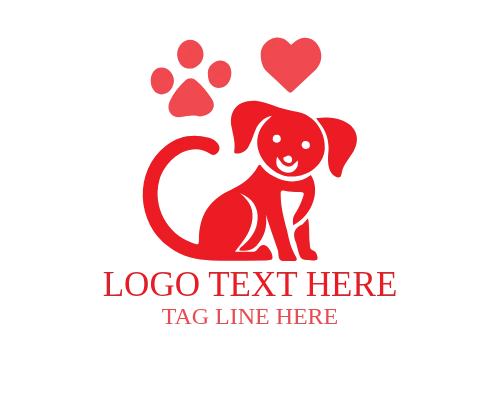 Cute Paws Heart Pet Logo preview