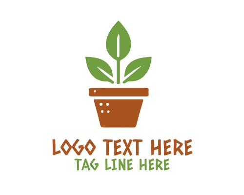 Cute Plant Pot Leaf Logo