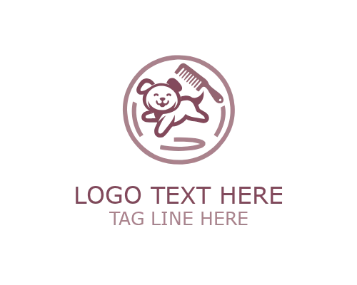 Cute Puppy Dog Grooming Logo