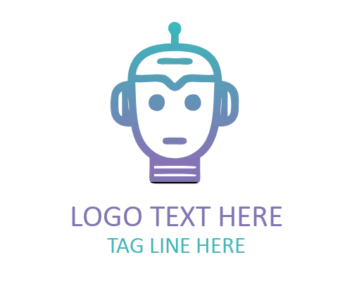 Cute Robot Badge Logo for Digital Identity