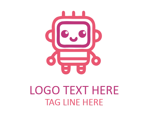 Cute Robot Character Logo for Startup Branding
