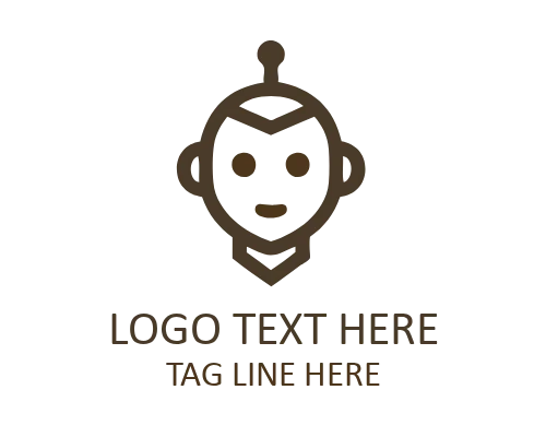 Cute Robot Flat Logo for Startup Branding