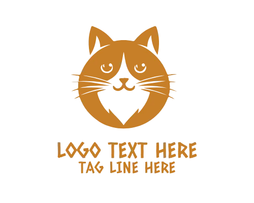 Cute Sitting Cat Line Art Logo