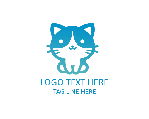 Cute Sitting Kitty Cartoon Logo