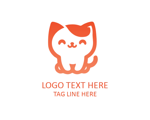 Cute Sleeping Kitty Moon Logo