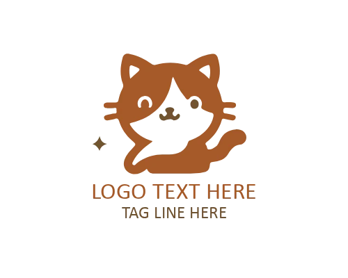 Cute Smiling Kitty Cat Flat Logo
