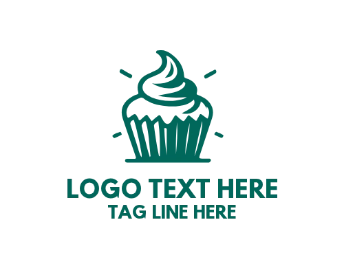  Cute Sweet Cupcake with Cream Frosting Logo