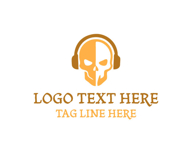  Cyber Skull Headphone Logo
