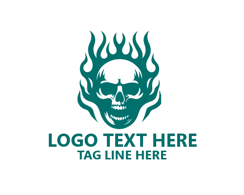 Dark Emblem Flaming Skull Logo
